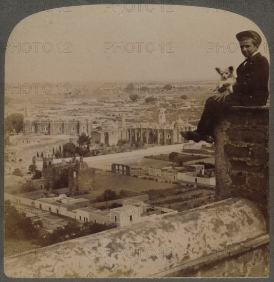 From San Francisco Cathedral, on the largest Aztec Pyramid, looking over Cholula, Mexico', 1901.