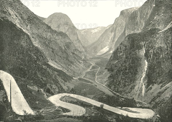 The Zig-Zag road and Waterfalls, Stalheim, Norway, 1895.