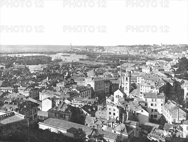 General view of the city of Genoa, Italy, 1895.