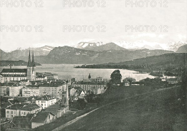 View of Lucerne and its mountains, Switzerland, 1895.