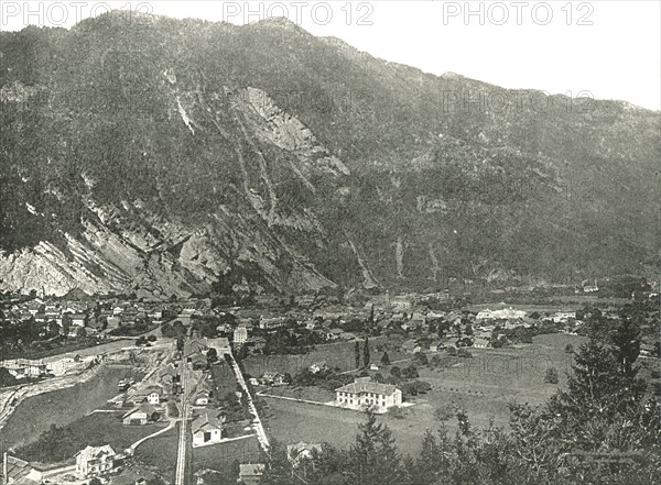 General view of the town of Interlaken, Switzerland, 1895.