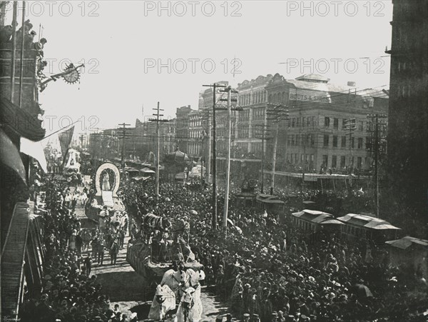 The Mardi Gras parade in Canal Street, New Orleans, USA, 1895.