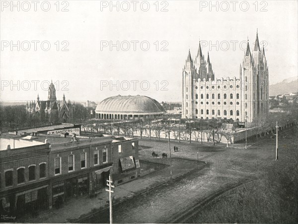 The Assembly Hall, Tabernacle and Mormon Temple', Salt Lake City, USA, 1895.