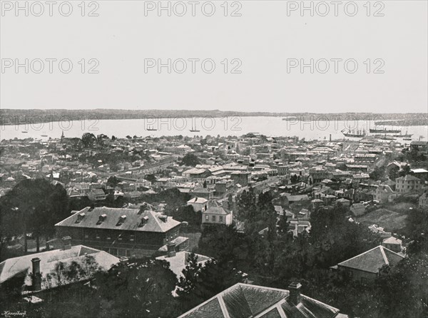 Panoramic view from the hills, Auckland, New Zealand, 1895.
