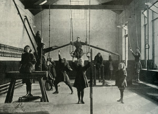 Girl Gymnasts at the Royal Institution for the Deaf and Dumb, Friar Gate, Derby', 1902.