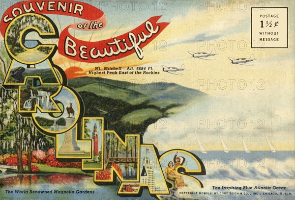 Souvenir of the Beautiful Carolinas postcard', 1942.