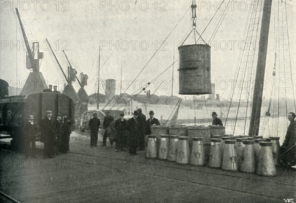 French Milk Being Landed at Southampton', 1902.