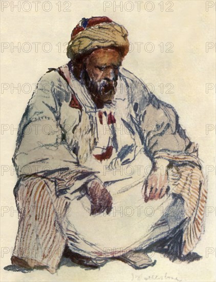 Seated Figure of Syrian Shepherd in Sheepskin Coat', 1902.