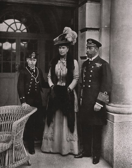 King George and Queen Mary with their son Prince Edward, May 1910.