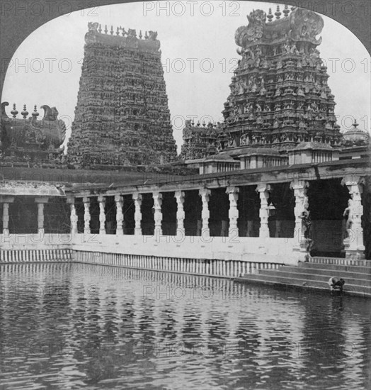Sacred Gold Lily Lake and Pagodas - Great Temple to Siva, Madura, South India', 1901.