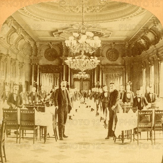 The Great Dining Hall, Windsor Hotel, said to be the finest in the World, Montreal, Canada', 1894.