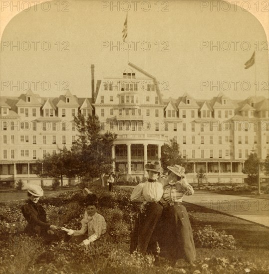 In the beautiful grounds of the Frontenac Hotel, Round Island, Thousand Islands', 1900.