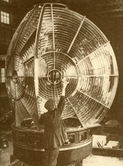 A Lighthouse Lantern with Group Flashing Lenses', c1930.