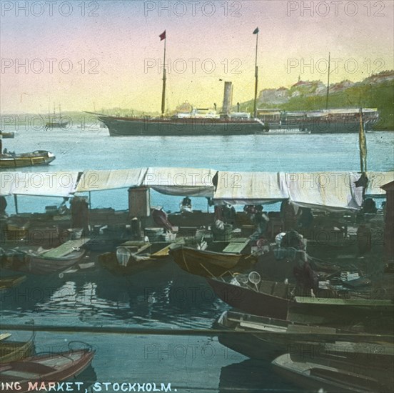 Floating Market, Stockholm, Sweden, late 19th-early 20th century.