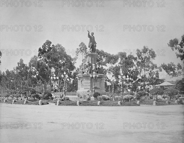 Statue of Columbus on the Paseo, City of Mexico', c1897.