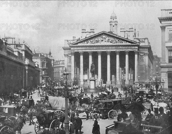 A Busy Corner - The Royal Exchange and Bank of England', 1909.