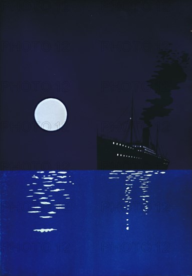 Cruise Ship at Sea in Moonlight', 1909.