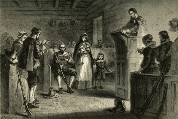 Public Worship at Plymouth by the Pilgrims', (1877).