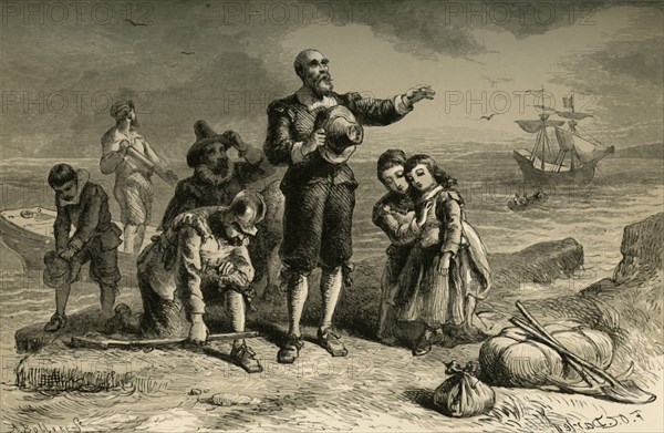 Landing of the Pilgrims', (1877).
