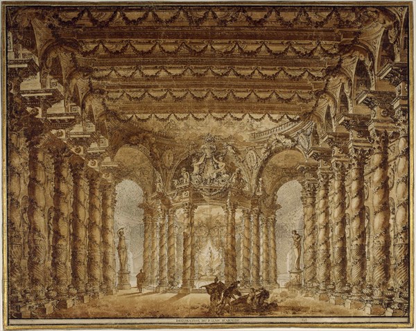 Stage design for the opera Armide by Jean-Baptiste Lully, 1760.