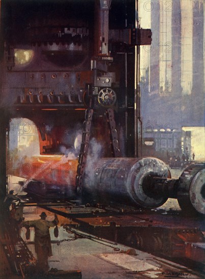 Forging a Propeller Shaft for a Large Liner', c1930.