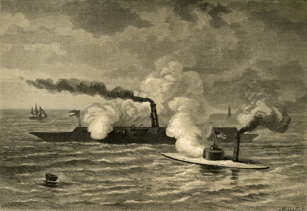 Attack of the "Monitor" on the "Merrimack"', (1878).