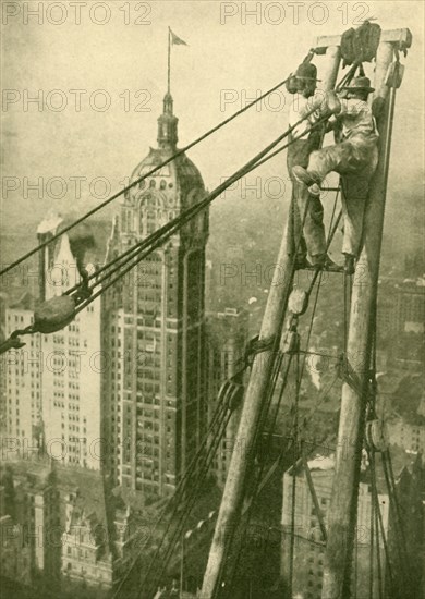 Crane Men at Work on a New York Skyscraper', c1930.