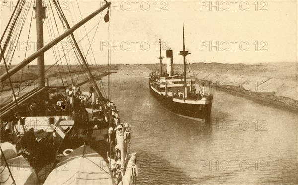 Steamers Passing in the Suez Canal', c1930.