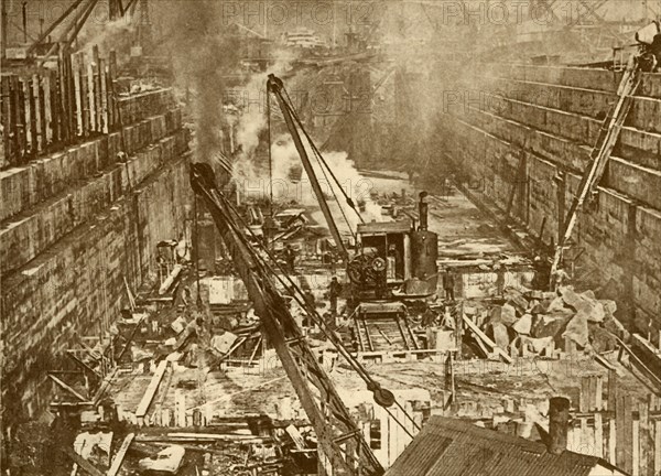 Constructing a Dry Dock at Swansea', c1930.