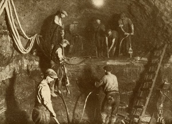 At Work on the New Mersey Tunnel', c1930.