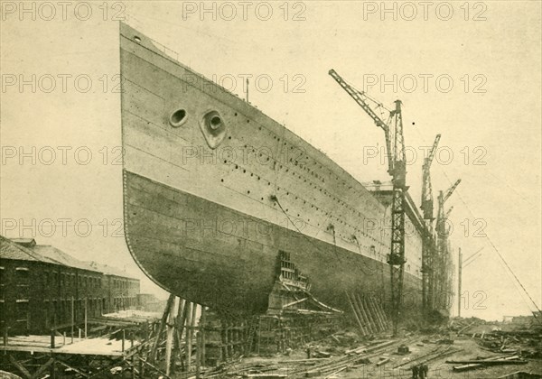 The "Aquitania" on the Stocks', c1930.