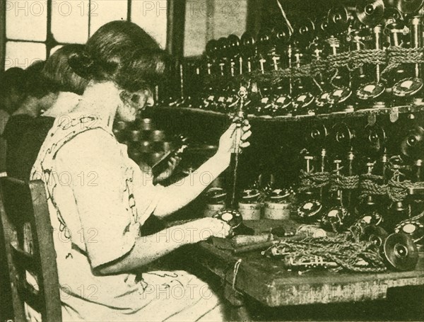 Assembling the New Automatic Telephones Ready for Distribution to Subscribers', c1930.