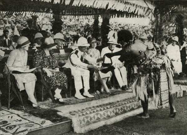 At Suva, Fiji. Presenting a "Tabua" (Tooth of the Sperm Whale) ...1927', 1937.