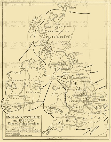 England, Scotland and Ireland - Time of Viking Invasions', 1926. s