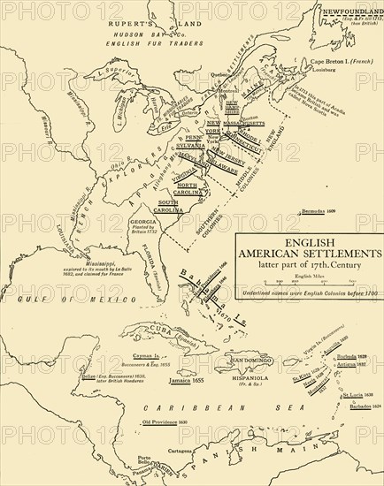 English American Settlements - latter part of 17th Century', 1926. s