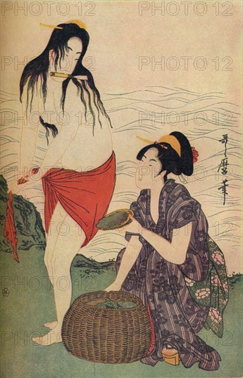 Right hand panel of The Pearl Divers triptych by Utamaro', c1797-98, (1936).