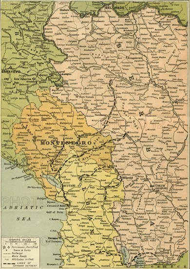 Map To Illustrate the Serbian Retreat', 1919.