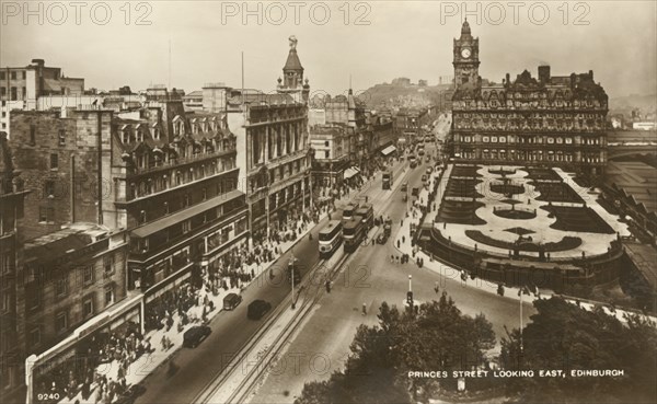 Princes Street Looking East, Edinburgh', c1920s.