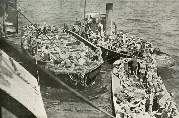 How the Wounded Were Conveyed to the Hospital Ships', (1919).