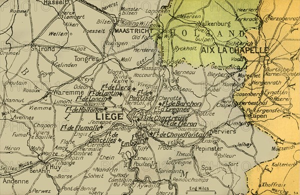 Map Showing the Forts of Liège', 1919.