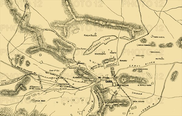 Map of the Fighting in the Chardeh Valley', 1901.