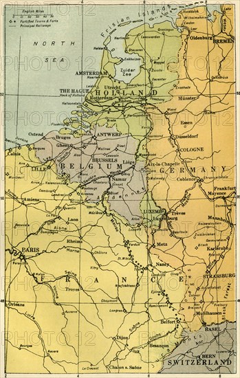 Map of the Belgian Frontier with Forts', 1919.