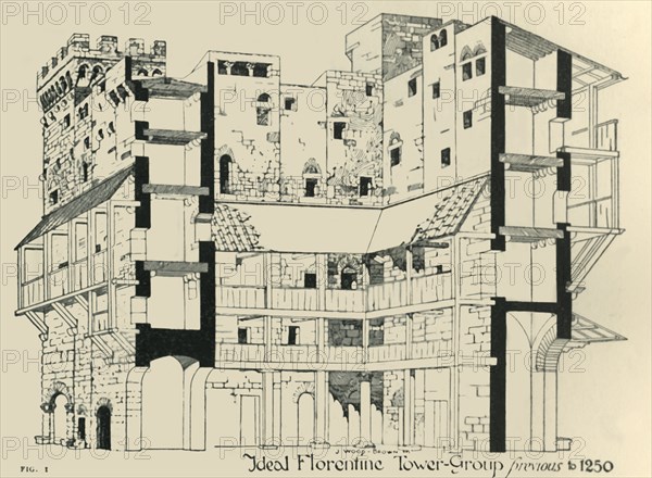 Ideal Florentine Tower-Group previous to 1250', 1908.