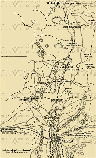 Map Illustrating the Eastward Move from Eerstefabrieken to Middelburg', 1901.