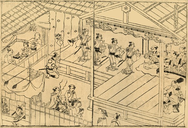 Kabuki performance in the Shijo river-bed', 1658, (1924).