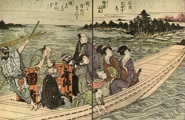 People travelling in a boat, 1804, (1924).