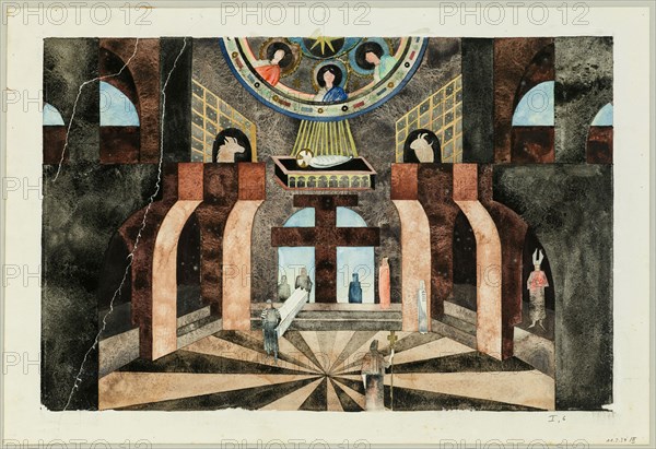 Stage design for the Tragedy Die Nibelungen by Friedrich Hebbel, ca 1934.