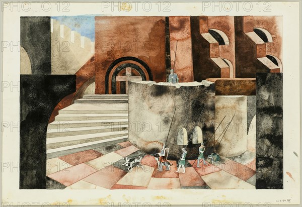 Stage design for the Tragedy Die Nibelungen by Friedrich Hebbel, ca 1934.