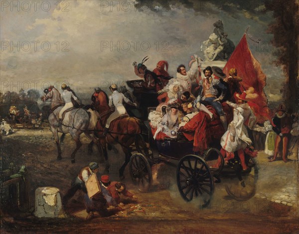 Carnival scene, Place de la Concorde, 1834.