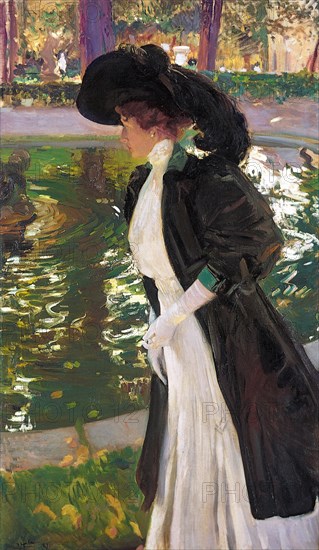 Clotilde Strolling in the Gardens of La Granja , 1907.